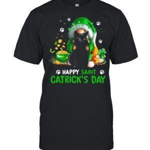 Happy Saint Catrick's Day Black Cat Irish Gnome shirt 1