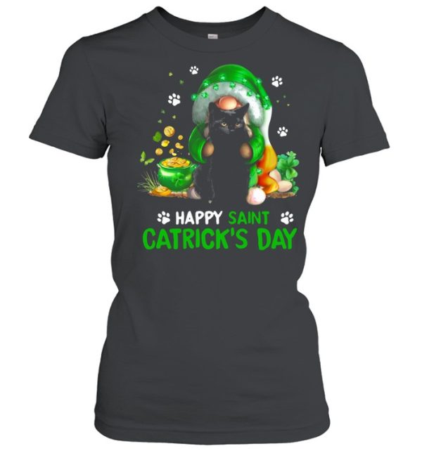 Happy Saint Catrick’s Day Black Cat Irish Gnome shirt