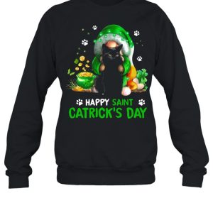 Happy Saint Catrick's Day Black Cat Irish Gnome shirt 4