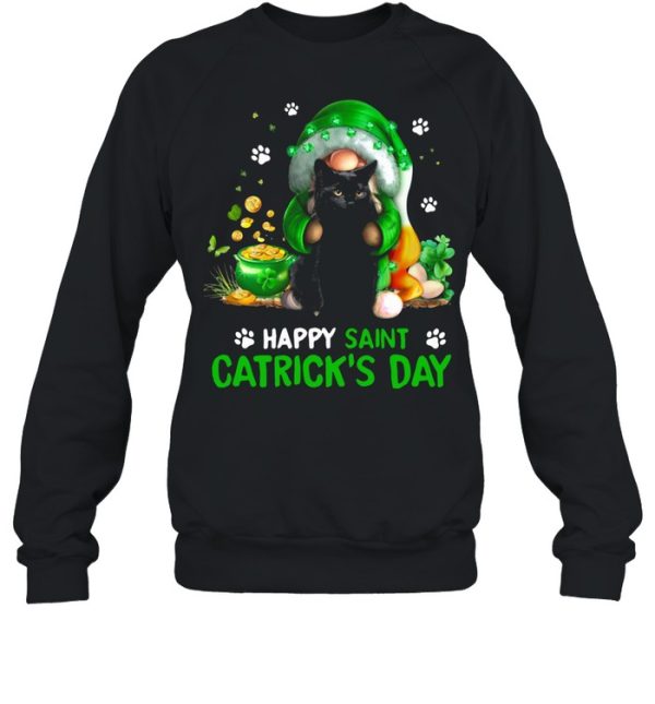 Happy Saint Catrick’s Day Black Cat Irish Gnome shirt