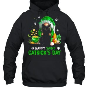 Happy Saint Catrick's Day Black Cat Irish Gnome shirt 5