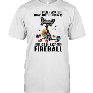 I didnt ask how big the room is i said i cast fireball black cat shirt