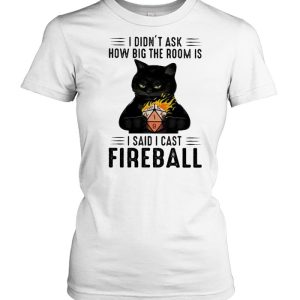 I didnt ask how big the room is i said i cast fireball cat shirt