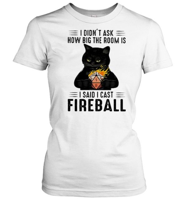 I didnt ask how big the room is i said i cast fireball cat shirt