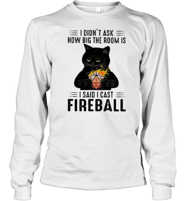 I didnt ask how big the room is i said i cast fireball cat shirt