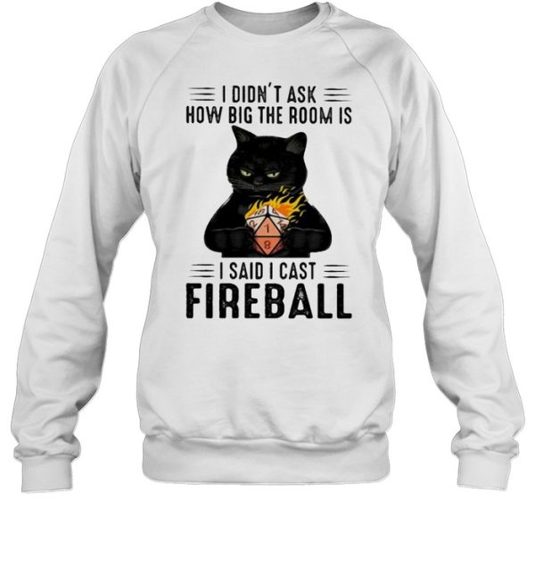 I didnt ask how big the room is i said i cast fireball cat shirt