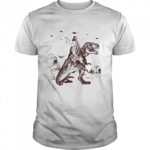 Jesus Riding Dinosaur Ufo shirt 1