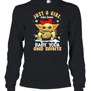 Just A Girl Who Loves Baby Yoda And Saints Snowflakes Shirt 2