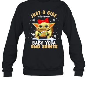 Just A Girl Who Loves Baby Yoda And Saints Snowflakes Shirt 3