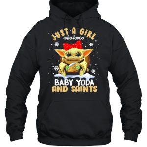 Just A Girl Who Loves Baby Yoda And Saints Snowflakes Shirt 4