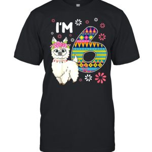 Kids birthday Llama I’m 6 year old Girl Theme 6th Bday Farm shirt