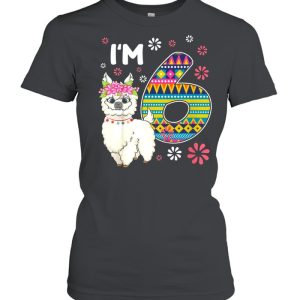 Kids birthday Llama I’m 6 year old Girl Theme 6th Bday Farm shirt