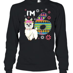 Kids birthday Llama I'm 6 year old Girl Theme 6th Bday Farm shirt 3