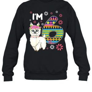 Kids birthday Llama I'm 6 year old Girl Theme 6th Bday Farm shirt 4