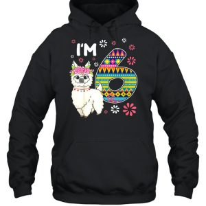 Kids birthday Llama I'm 6 year old Girl Theme 6th Bday Farm shirt 5