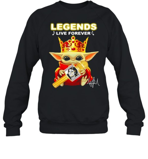 Legends Live Forerver Jackson Men Baby Yoda Queen shirt