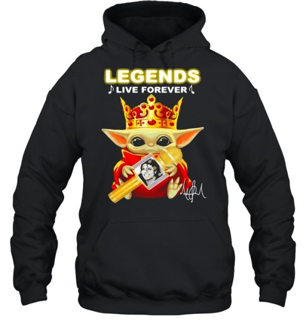 Legends Live Forerver Jackson Men Baby Yoda Queen shirt