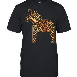 Leopard Cheetah Print Dala Horse Dalecarlian Horse Nordic shirt 1