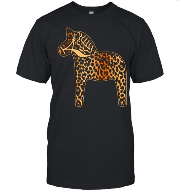 Leopard Cheetah Print Dala Horse Dalecarlian Horse Nordic shirt