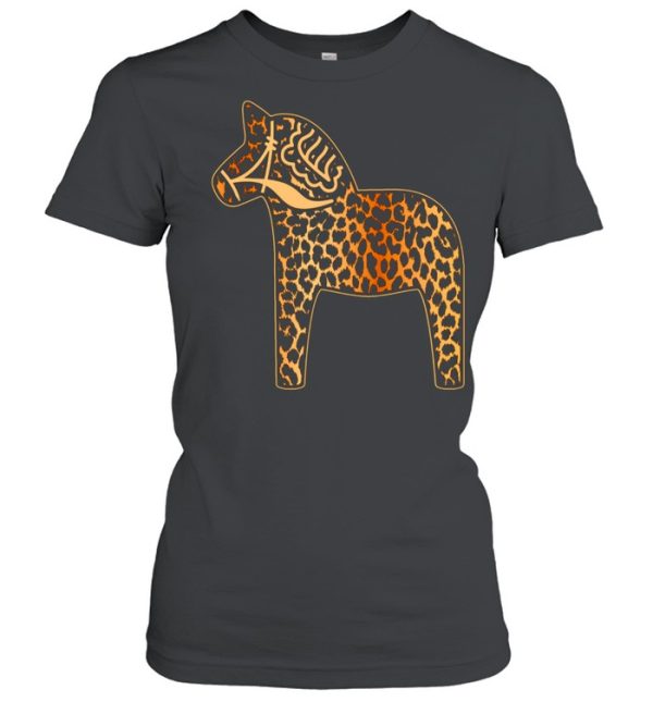 Leopard Cheetah Print Dala Horse Dalecarlian Horse Nordic shirt