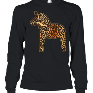 Leopard Cheetah Print Dala Horse Dalecarlian Horse Nordic shirt 3