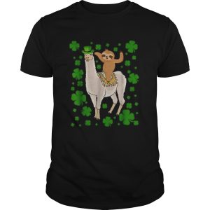 Leprechaun Sloth Riding Llama Unicorn St Patricks Day shirt