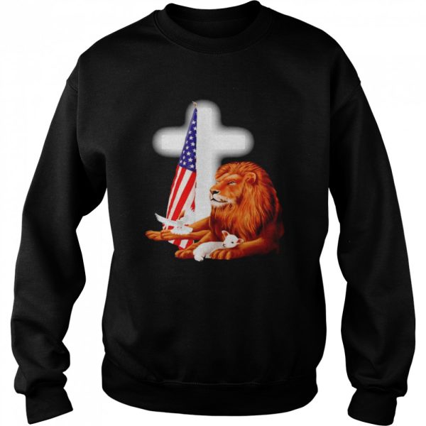 Lion and Lamb Jesus USA flag shirt