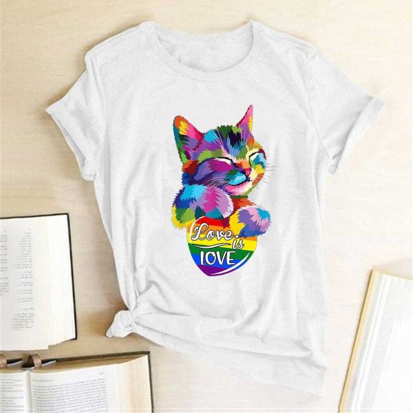 ‘Love Is Love’ Colorful Female Cat T-Shirt