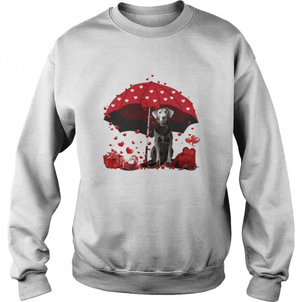 Loving Red Umbrella Silver Labrador Christmas Sweater Shirt