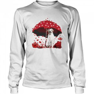 Loving Red Umbrella Yellow Labrador Christmas Sweater Shirt 3