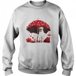 Loving Red Umbrella Yellow Labrador Christmas Sweater Shirt 4