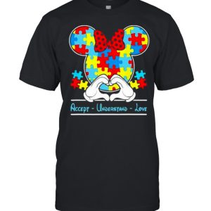 Mickey Love Heart Accept Understand Autism Awareness Shirt 1