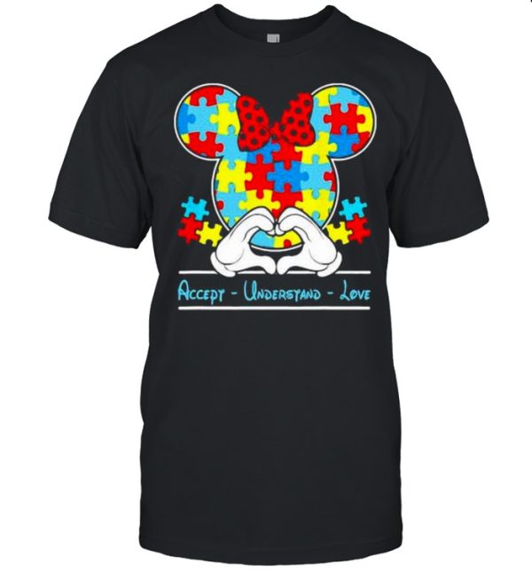 Mickey Love Heart Accept Understand Autism Awareness Shirt