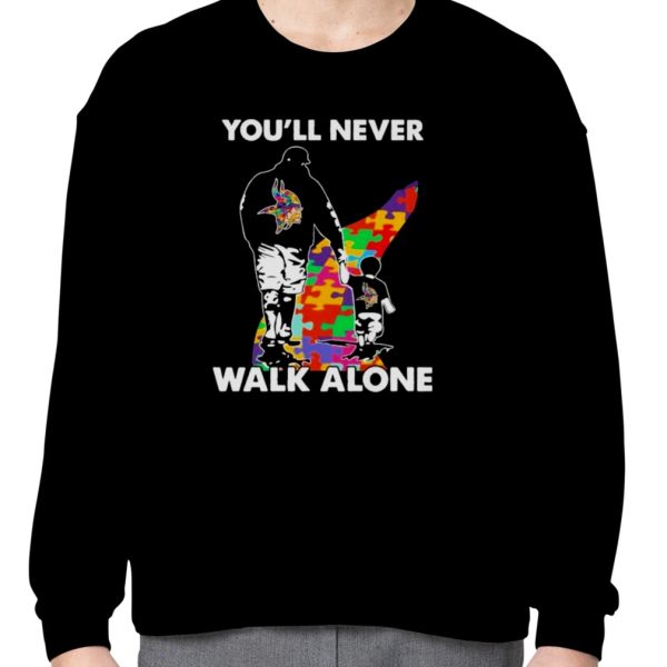 Minnesota Vikings You’ll Never Walk Alone Dad And Son Autism T-Shirt