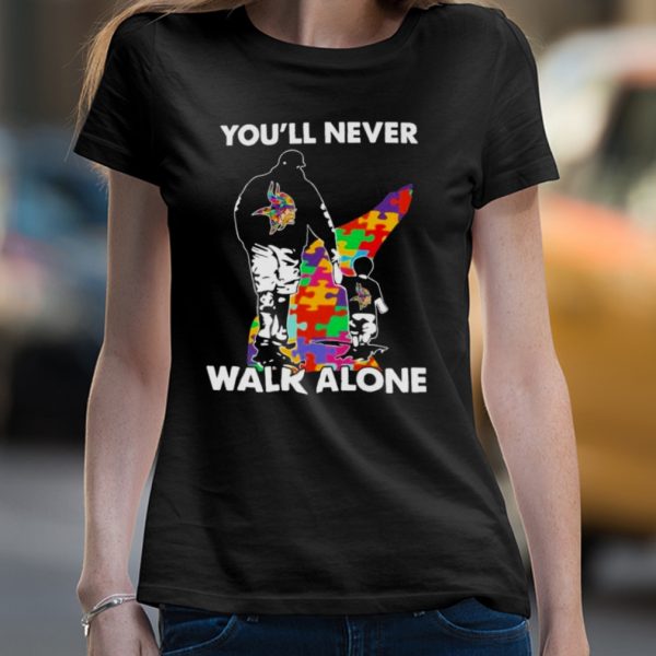 Minnesota Vikings You’ll Never Walk Alone Dad And Son Autism T-Shirt