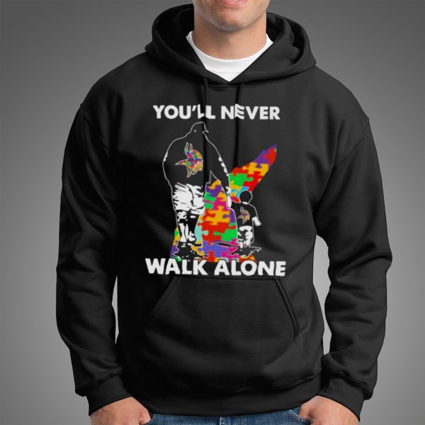 Minnesota Vikings You’ll Never Walk Alone Dad And Son Autism T-Shirt