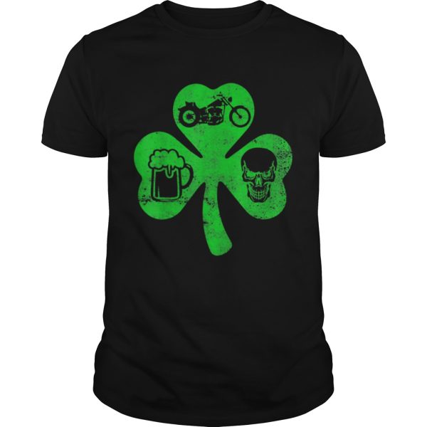 Motorcycle St Patricks Day Lucky Biker Beer Skull shirt