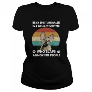 My Spirit Animal Is A Grumpy Sphynx Who Slaps Annoying People Cat Vintage Shirt 2