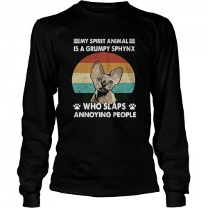 My Spirit Animal Is A Grumpy Sphynx Who Slaps Annoying People Cat Vintage Shirt 3