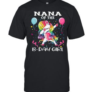 Nana of the birthday girl unicorn dabbing party shirt