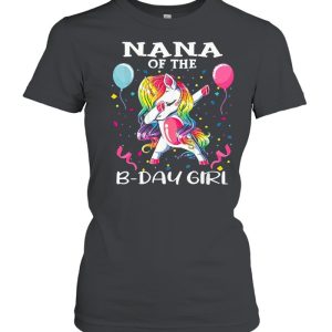 Nana of the birthday girl unicorn dabbing party shirt 2