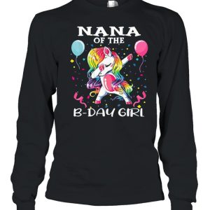 Nana of the birthday girl unicorn dabbing party shirt 3