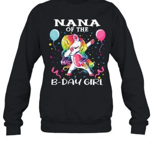 Nana of the birthday girl unicorn dabbing party shirt 4