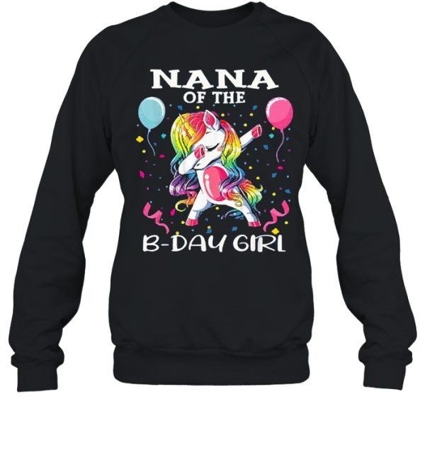 Nana of the birthday girl unicorn dabbing party shirt