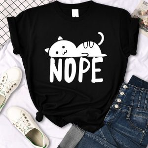 Nope’ Funny Female Cat t-Shirt