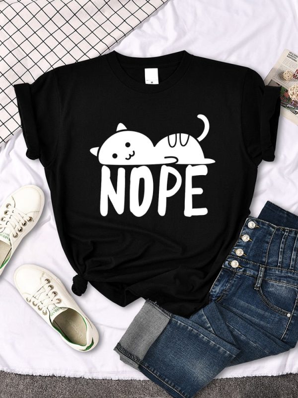 Nope’ Funny Female Cat t-Shirt