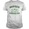 Nurses Love Shenanigans Heartbeat Shamrock St Patricks Day shirt