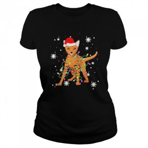 Ocicat Cat Christmas Light Christmas Cat Santa hat Shirt 2