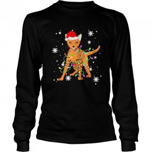 Ocicat Cat Christmas Light Christmas Cat Santa hat Shirt 3