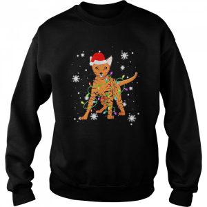 Ocicat Cat Christmas Light Christmas Cat Santa hat Shirt 4